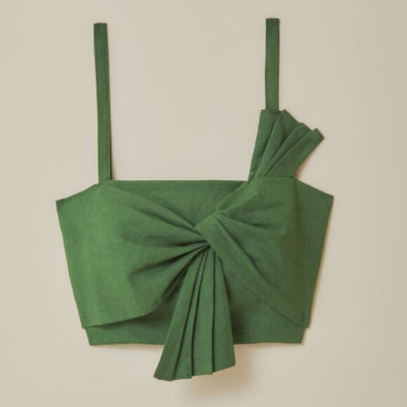 Farm Rio Green Front Bow Crop Tank Top XS - Picture 5 of 8